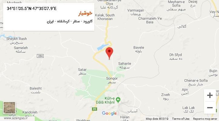 روستای خوشیار بر روی نقشه