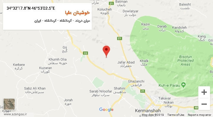 روستای خوشینان علیا بر روی نقشه