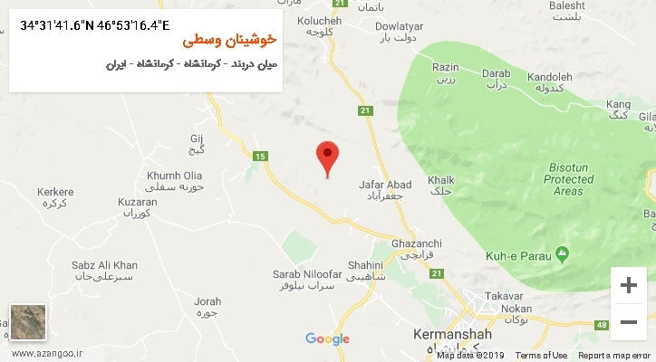 روستای خوشینان وسطی بر روی نقشه