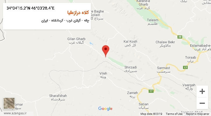 روستای کلاه درازعلیا بر روی نقشه