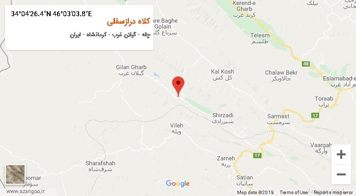 روستای کلاه درازسفلی بر روی نقشه
