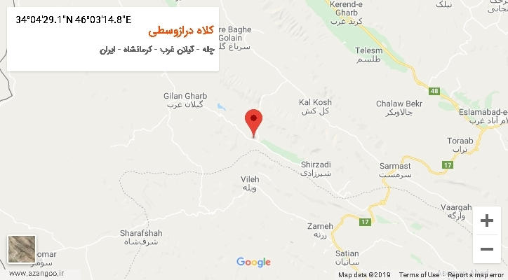 روستای کلاه درازوسطی بر روی نقشه