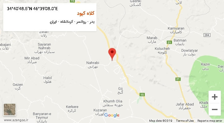 روستای کلاه کبود بر روی نقشه
