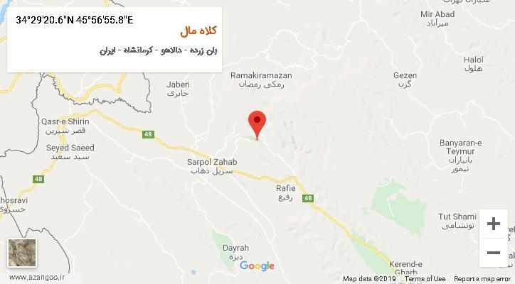 روستای کلاه مال بر روی نقشه