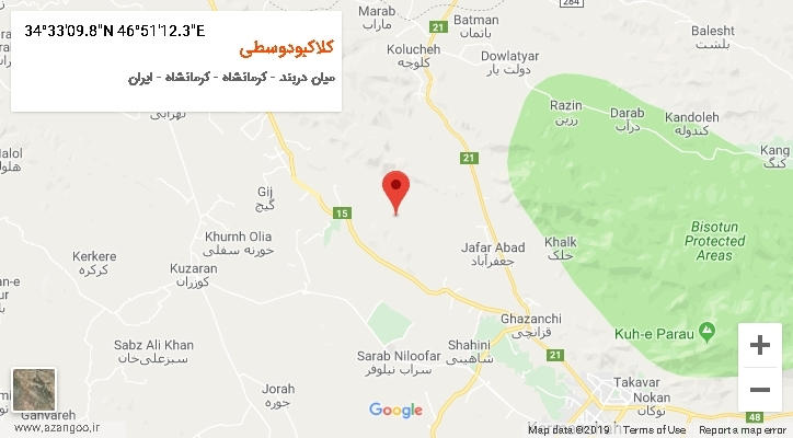 روستای کلاکبودوسطی بر روی نقشه