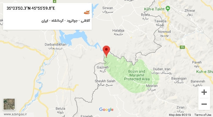 روستای کله بر روی نقشه