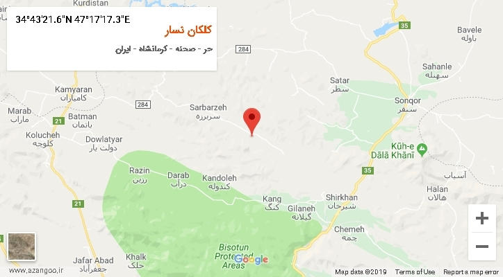 روستای کلکان نسار بر روی نقشه