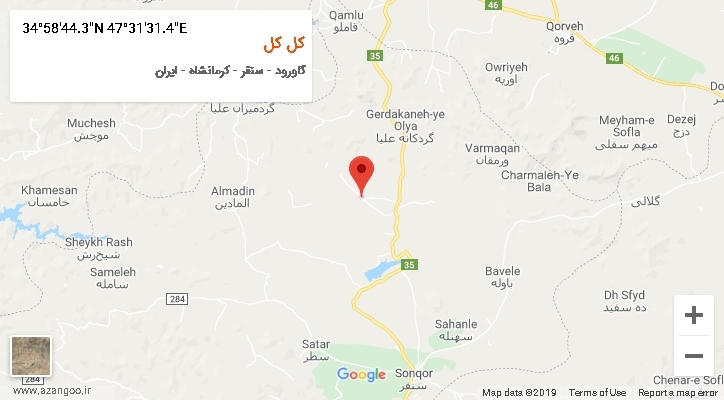 روستای کل کل بر روی نقشه