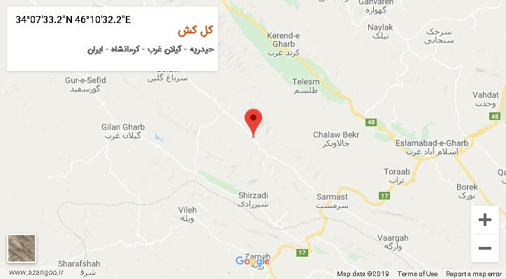 روستای کل کش بر روی نقشه