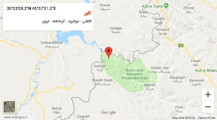 روستای کلور بر روی نقشه