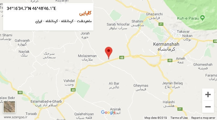 روستای کلیایی بر روی نقشه