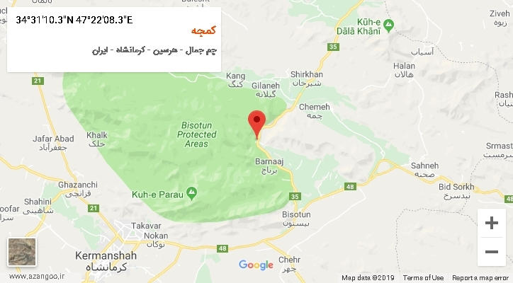روستای کمجه بر روی نقشه