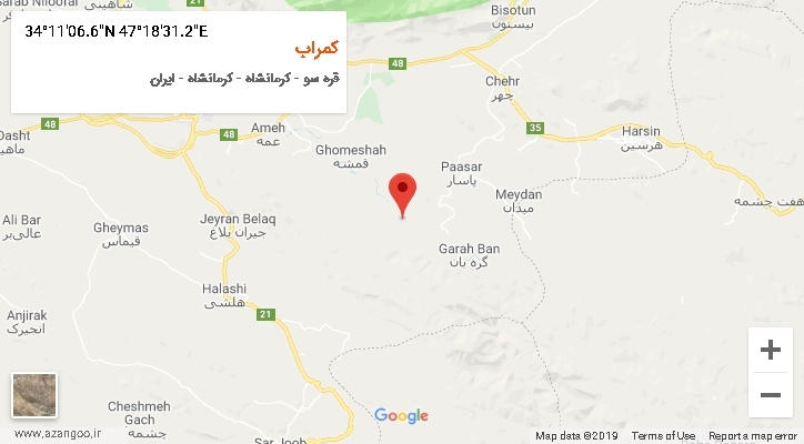 روستای کمراب بر روی نقشه
