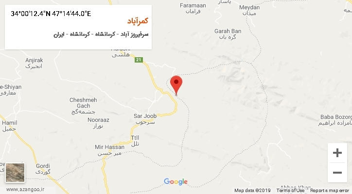 روستای کمرآباد بر روی نقشه