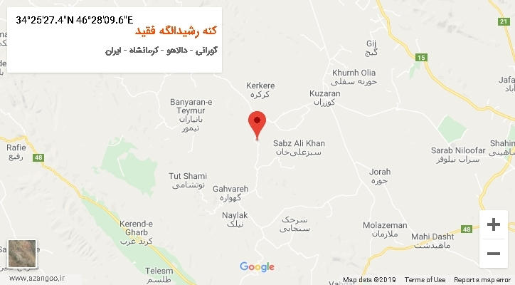 روستای کنه رشیدالگه فقید بر روی نقشه