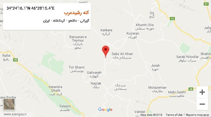 روستای کنه رشیدعرب بر روی نقشه
