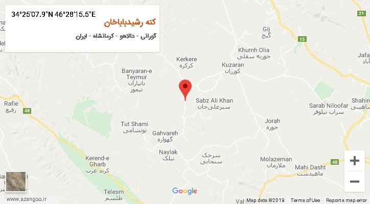 روستای کنه رشیدباباخان بر روی نقشه