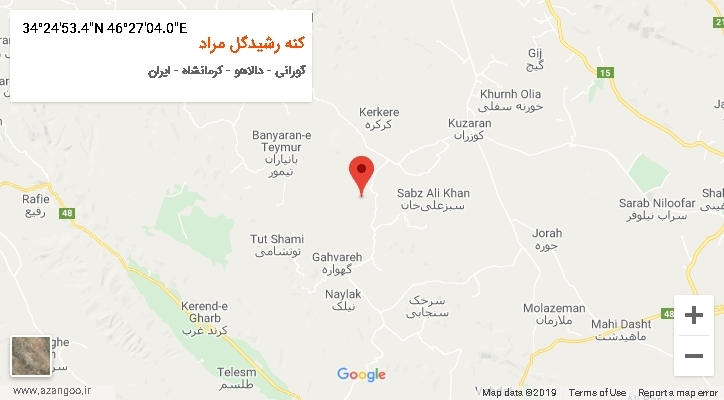 روستای کنه رشیدگل مراد بر روی نقشه