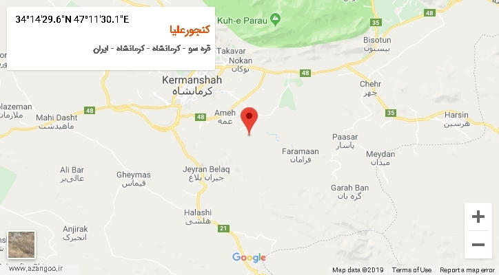 روستای کنجورعلیا بر روی نقشه