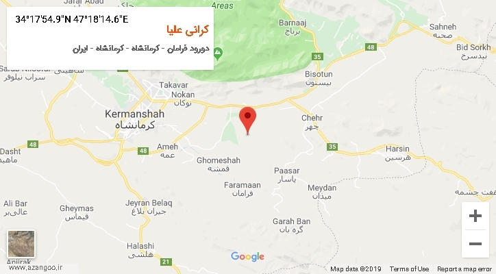 روستای کرانی علیا بر روی نقشه