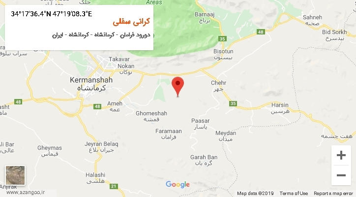 روستای کرانی سفلی بر روی نقشه