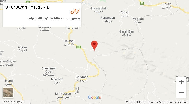 روستای کرگان بر روی نقشه