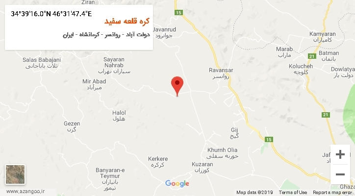 روستای کره قلعه سفید بر روی نقشه