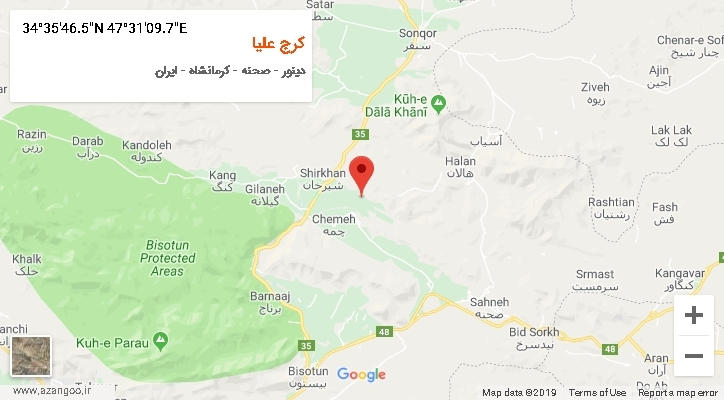 روستای کرج علیا بر روی نقشه