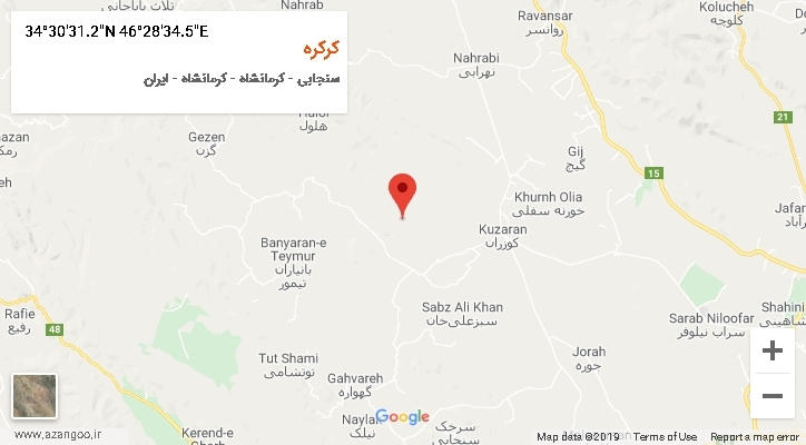 روستای کرکره بر روی نقشه