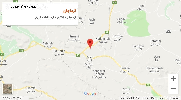 روستای کرماجان بر روی نقشه