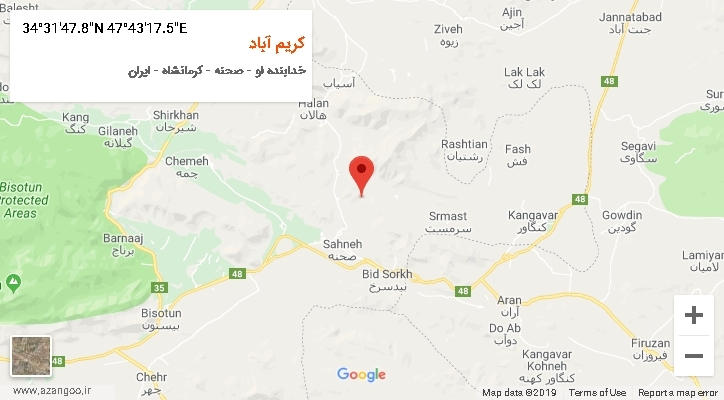 روستای کریم آباد بر روی نقشه