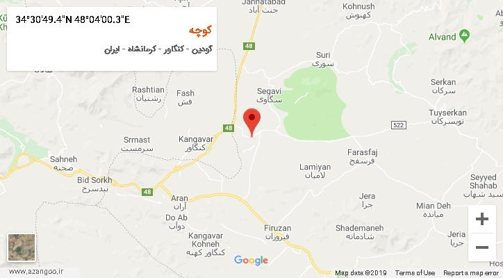 روستای کوچه بر روی نقشه