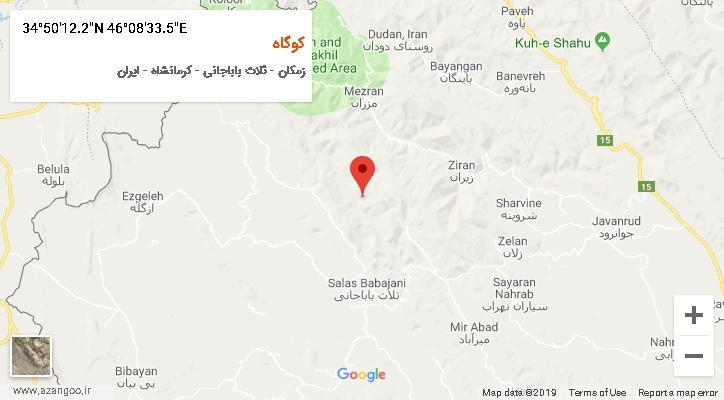 روستای کوگاه بر روی نقشه