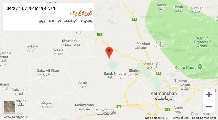 روستای کوربلاغ یک بر روی نقشه