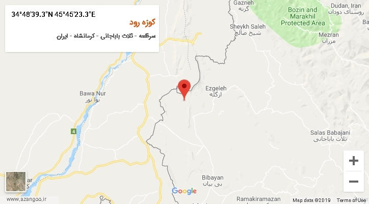 روستای کوزه رود بر روی نقشه
