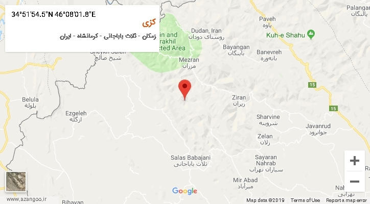 روستای کزی بر روی نقشه
