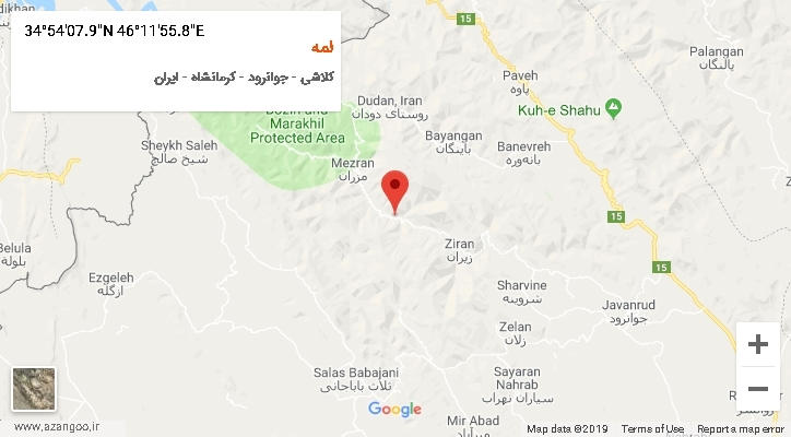 روستای لمه بر روی نقشه