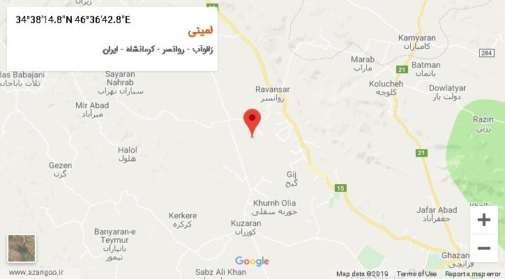 روستای لمینی بر روی نقشه