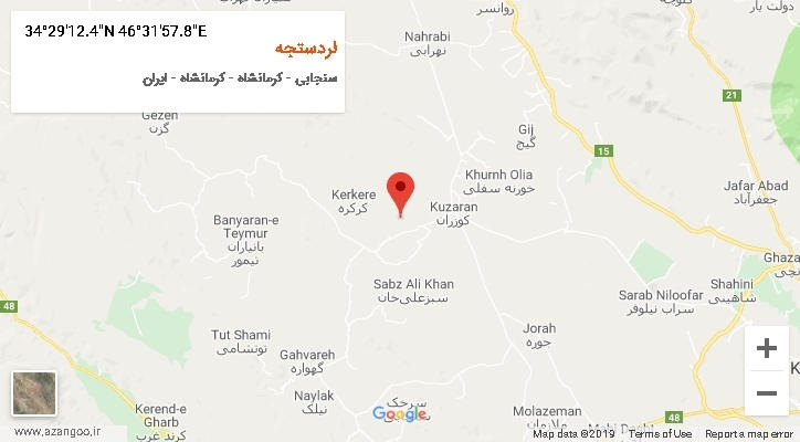 روستای لردستجه بر روی نقشه