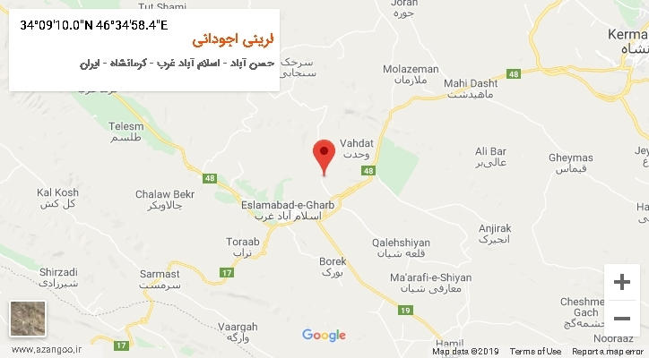 روستای لرینی اجودانی بر روی نقشه