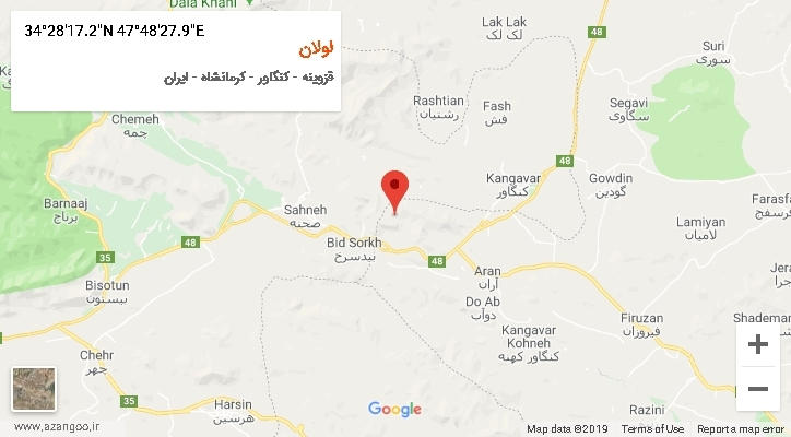 روستای لولان بر روی نقشه