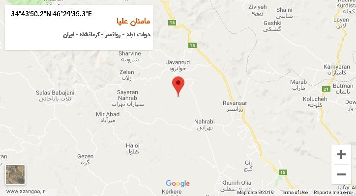روستای مامنان علیا بر روی نقشه