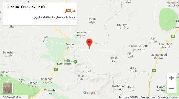 روستای مارانگاز بر روی نقشه