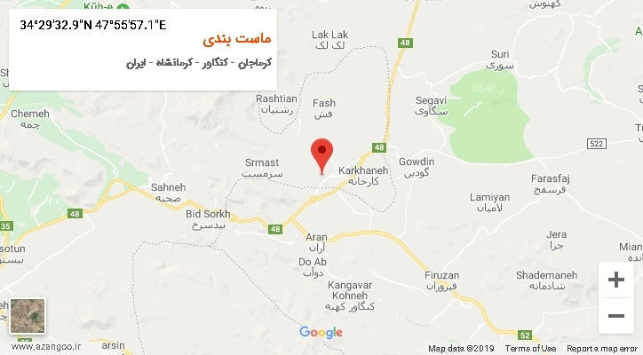 روستای ماست بندی بر روی نقشه