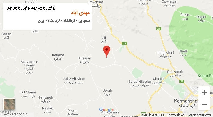 روستای مهدی آباد بر روی نقشه