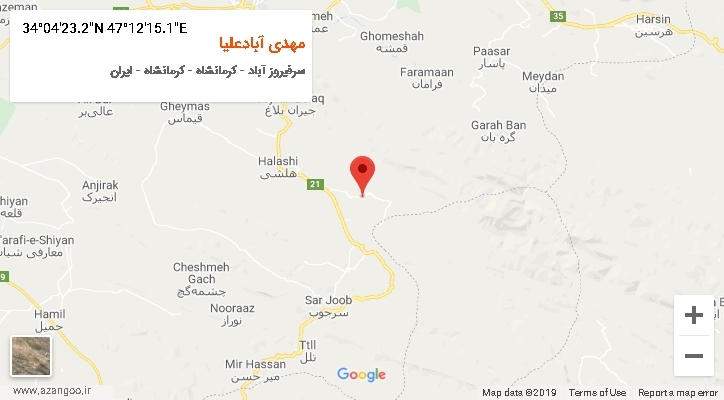 روستای مهدی آبادعلیا بر روی نقشه