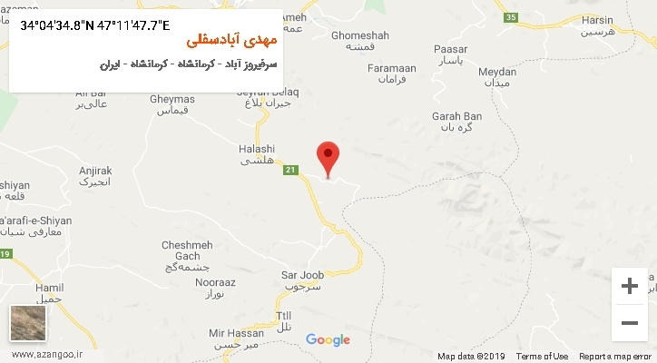 روستای مهدی آبادسفلی بر روی نقشه