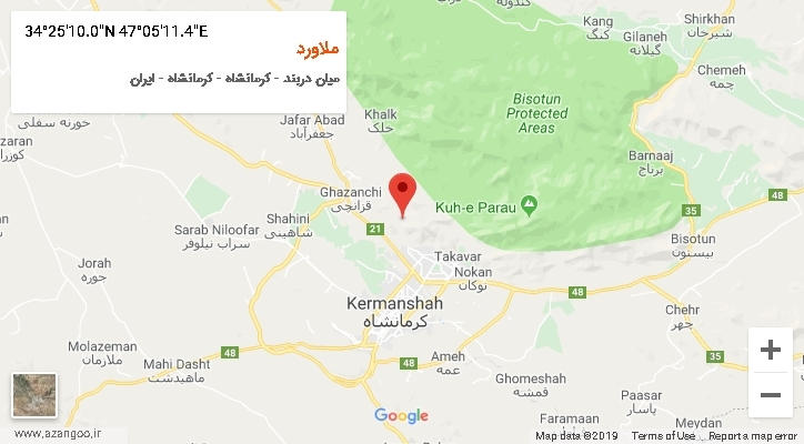 روستای ملاورد بر روی نقشه