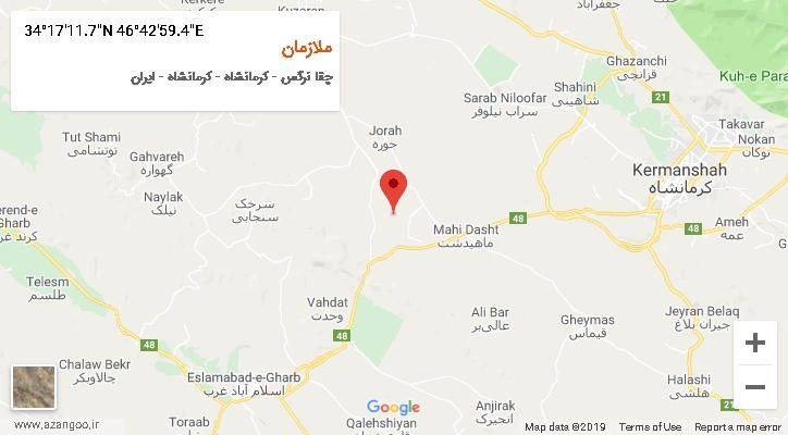روستای ملازمان بر روی نقشه