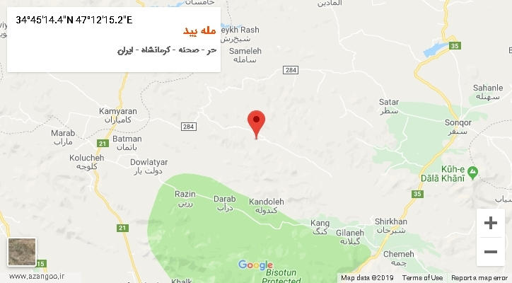 روستای مله بید بر روی نقشه